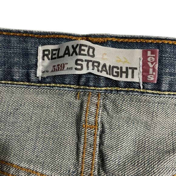 Levis 559 Mens Jeans Size 38 Relaxed Straight Leg Medium Wash Denim Blue Jeans - Picture 6 of 11